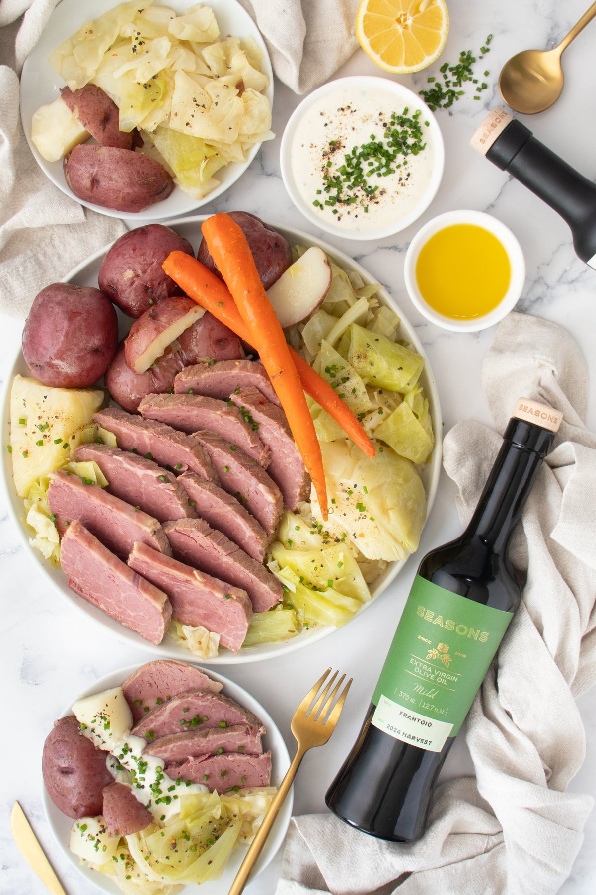 Corned Beef & Cabbage with Frantoio Horseradish Cream