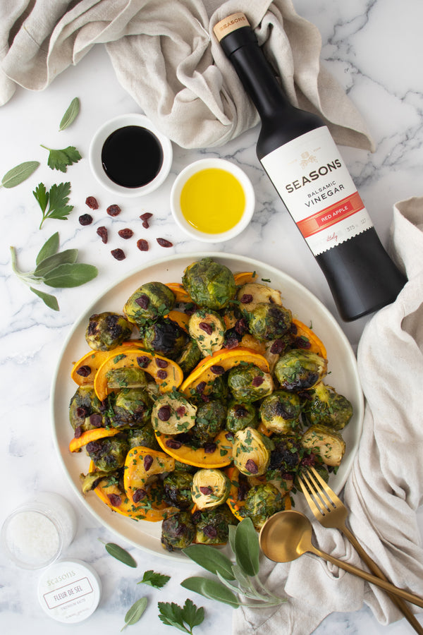 Bacon & Apple Infused Brussel Sprouts & Delicata Squash