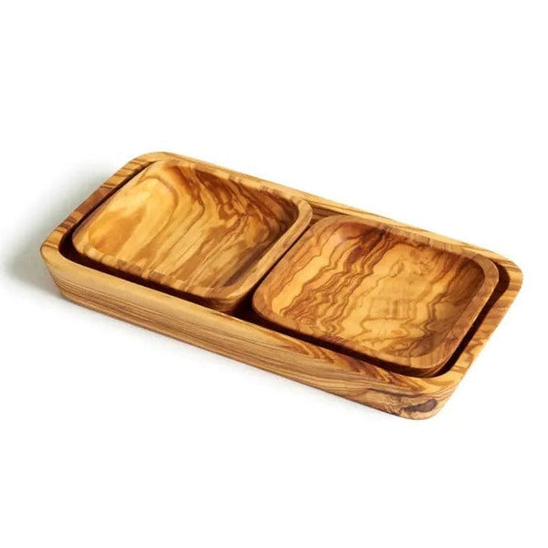 Seasons Olive Oil & Vinegar Set of Olive Wood Dishes